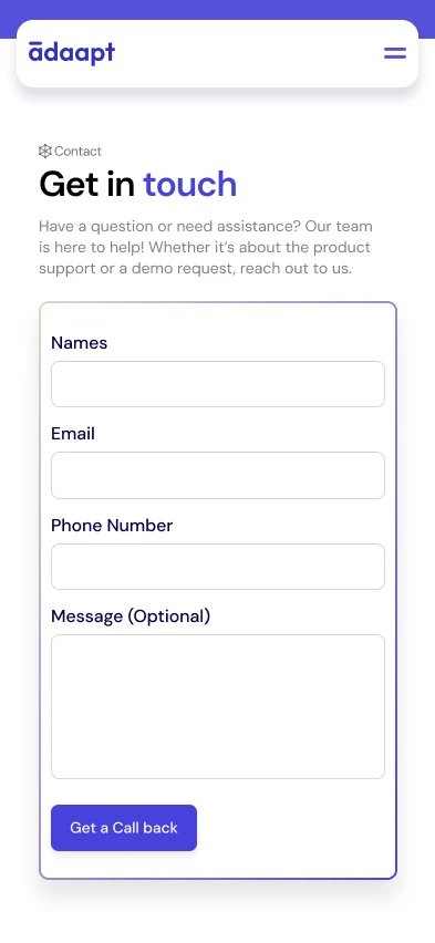 Adaapt website, mobile screen 5