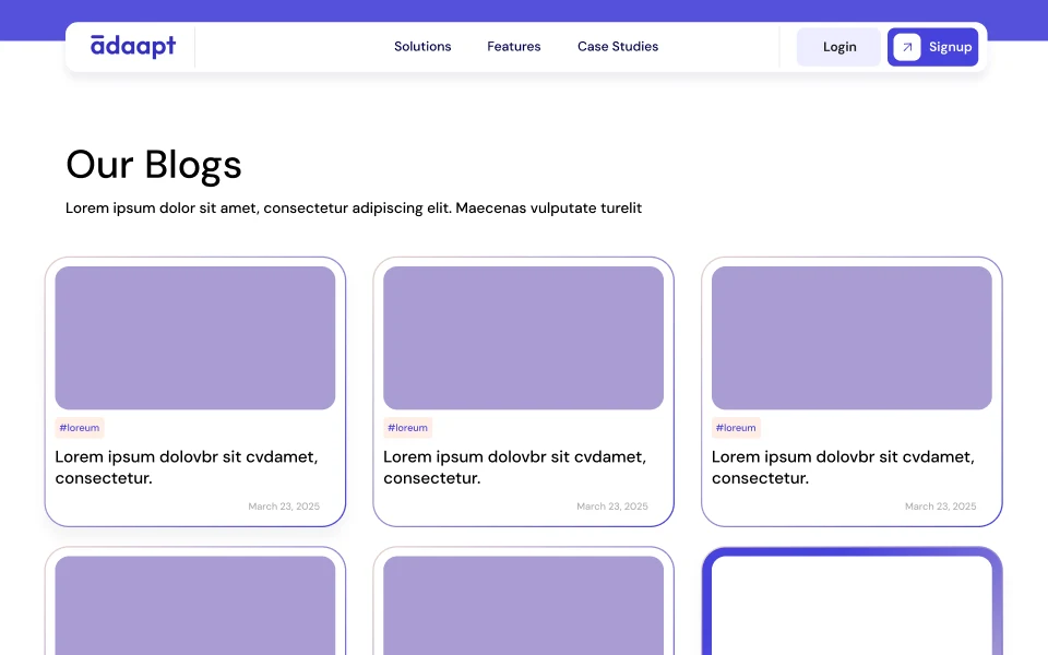 Adaapt website, desktop screen 6