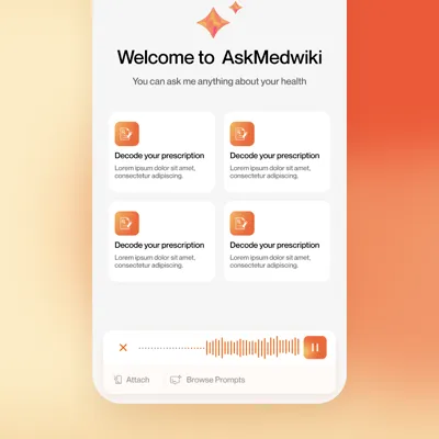 askmedwiki ask bar recording a voice question